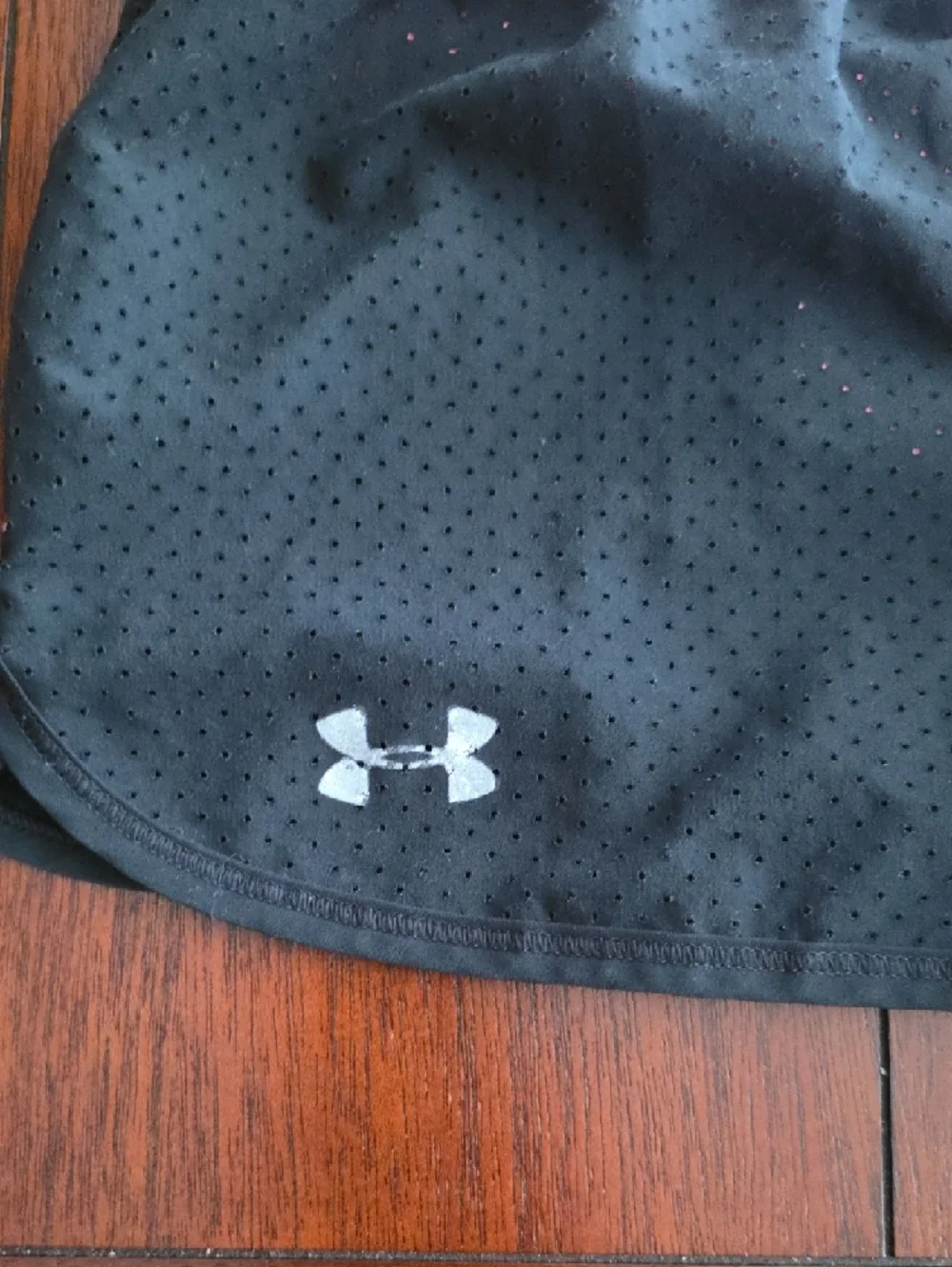 Under Armour Women's Black Athletic Shorts with Pink Waistband